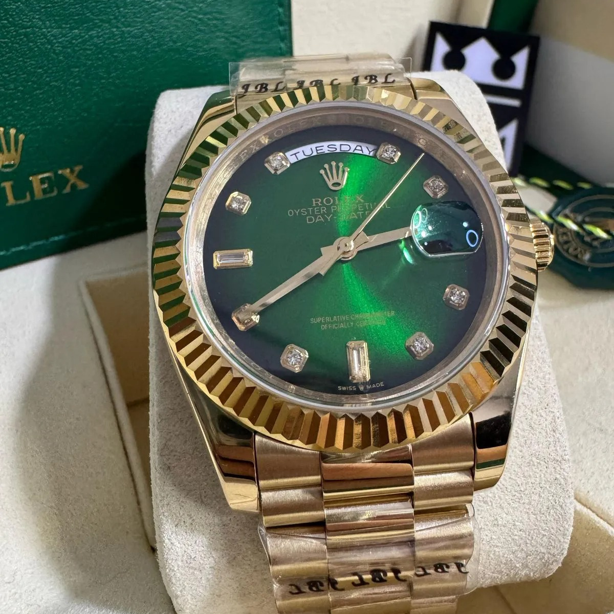 Rolex Day-Date 36 Gelbgold – Grünes Zifferblatt