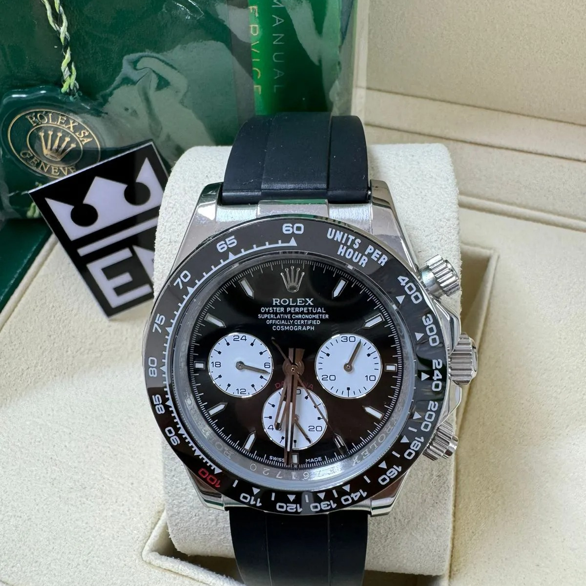 Rolex Daytona 40 – Schwarzes Zifferblatt – Oysterflex