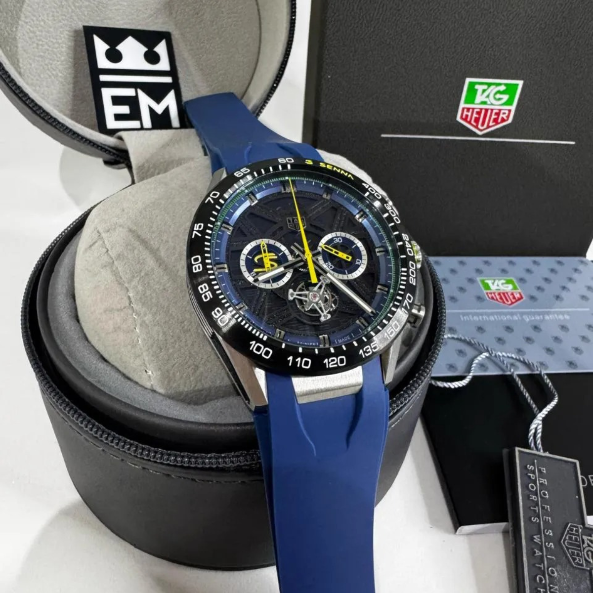 TAG Heuer Carrera Senna Skelett Tourbillon – Blau Gelb