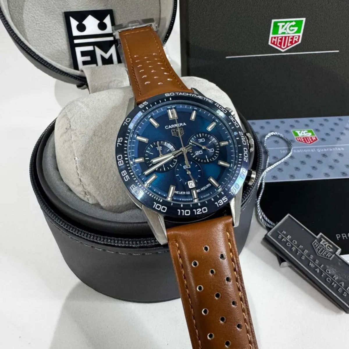 TAG Heuer Carrera Chronograph – Blau/Braun – Heuer 02 – 80 Stunden