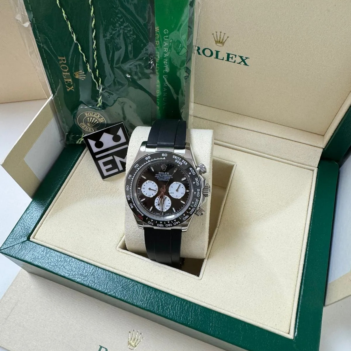 Rolex Daytona 40 – Schwarzes Zifferblatt – Oysterflex