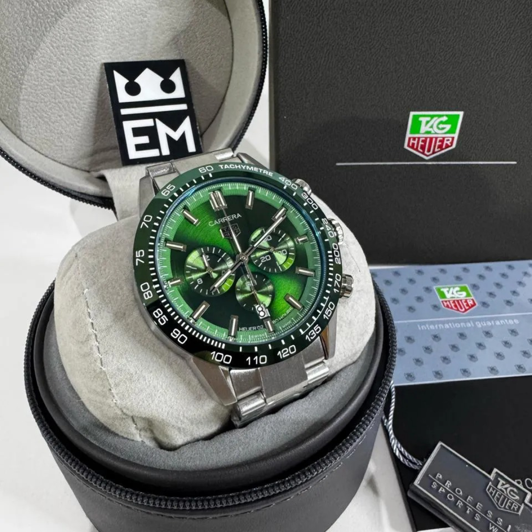TAG Heuer Carrera Chronograph – Smaragdgrün | Edelstahlarmband