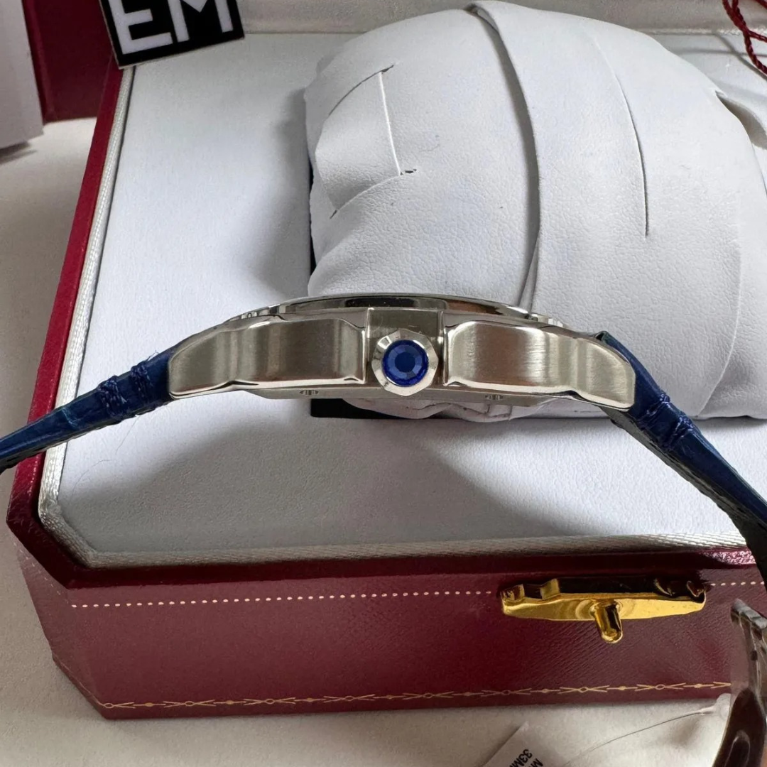Cartier Santos Automatik Blau Leder