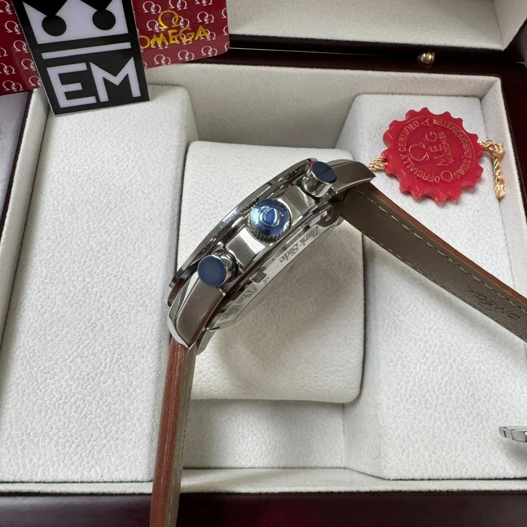 Omega Speedmaster Co-Axial Chronograph Grau/Orange – 42 mm Braun-Lederband