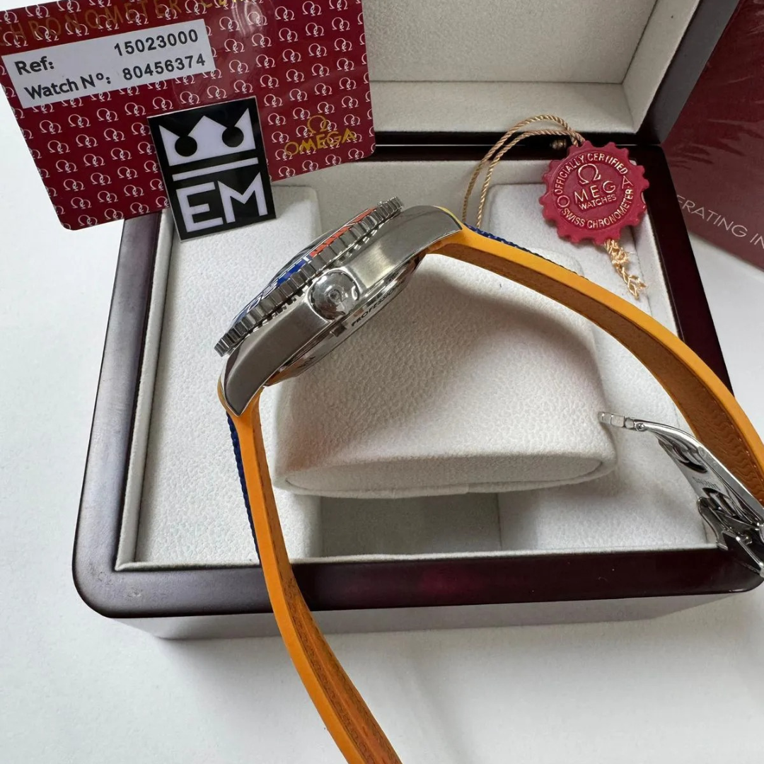 Omega Seamaster Planet Ocean „Co-Axial Chronometer“ – Blau/Orange | Weißes Zifferblatt