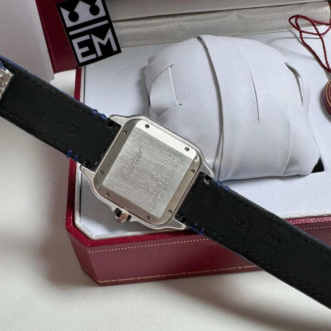 Cartier Santos Automatik Blau Leder