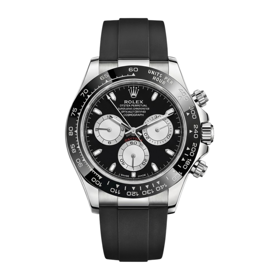 Rolex Daytona 40 – Schwarzes Zifferblatt – Oysterflex