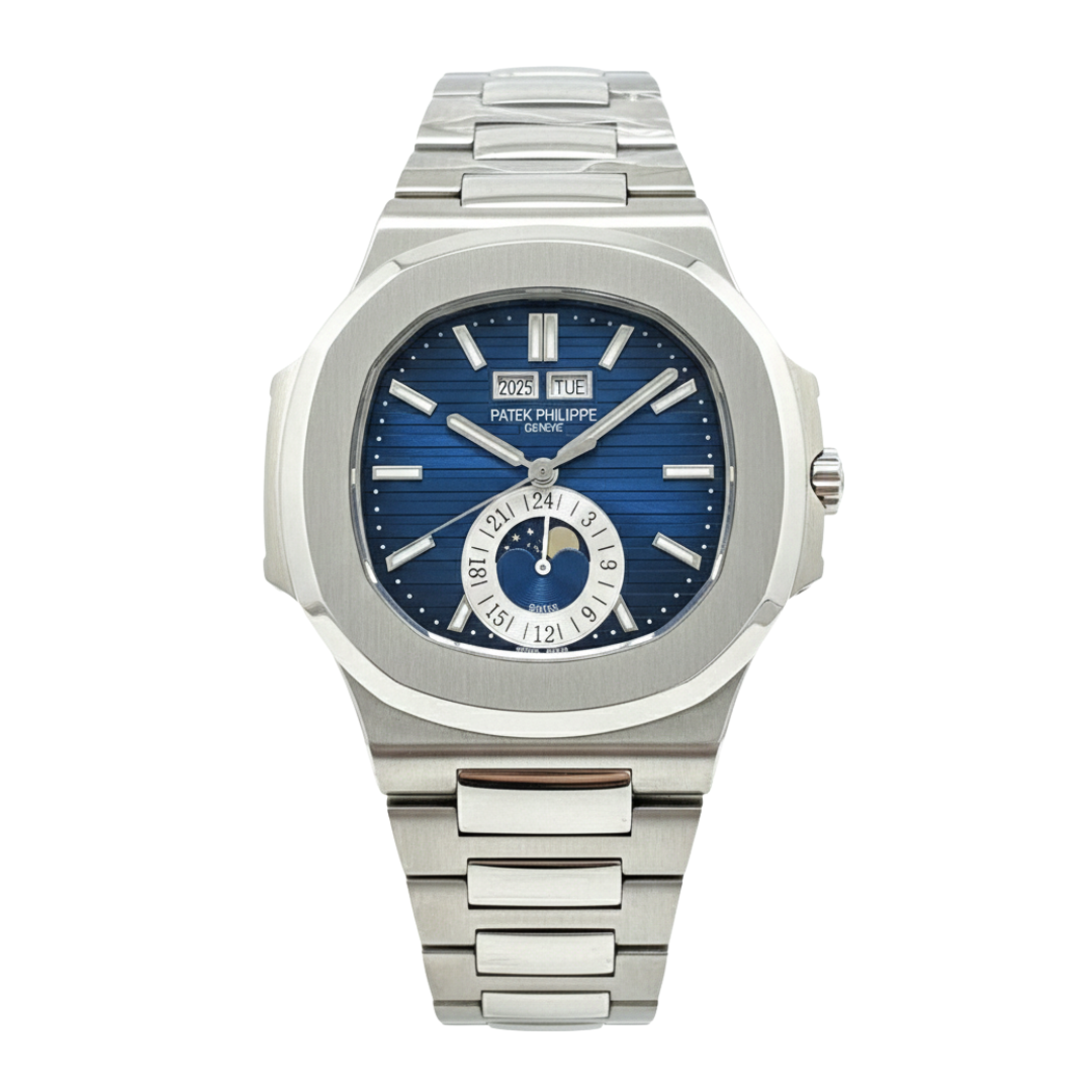 Patek Philippe Nautilus Blau Mondphase Automatik
