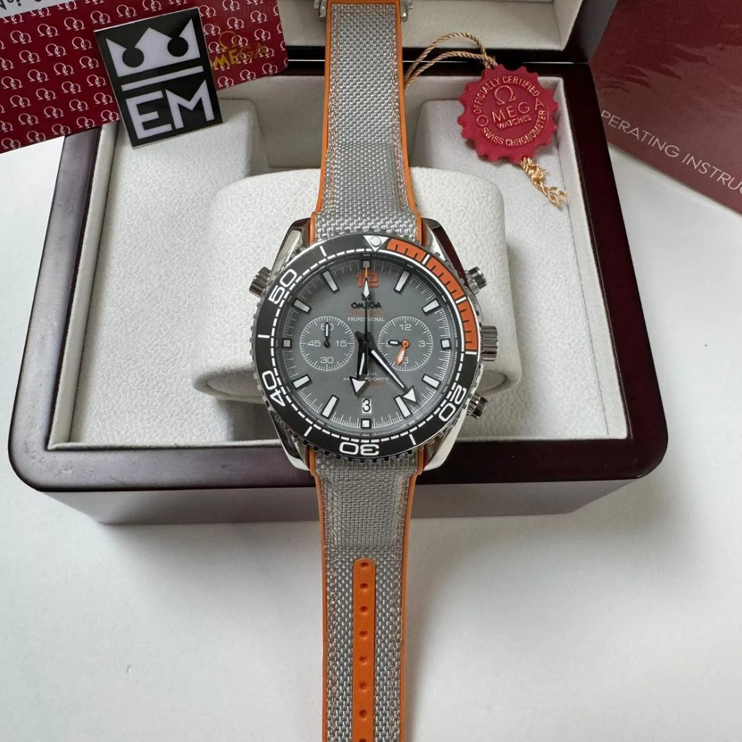 Omega Seamaster Planet Ocean Chronograph – Grau/Orange | Co-Axial Master Chronometer 600M