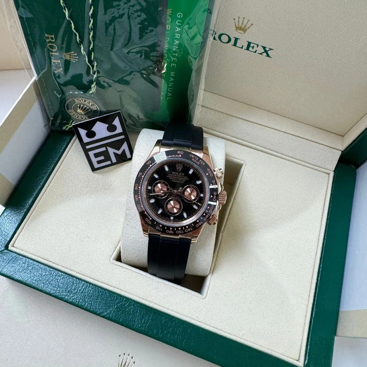 Rolex Daytona – Schwarzes Zifferblatt – Oysterflex