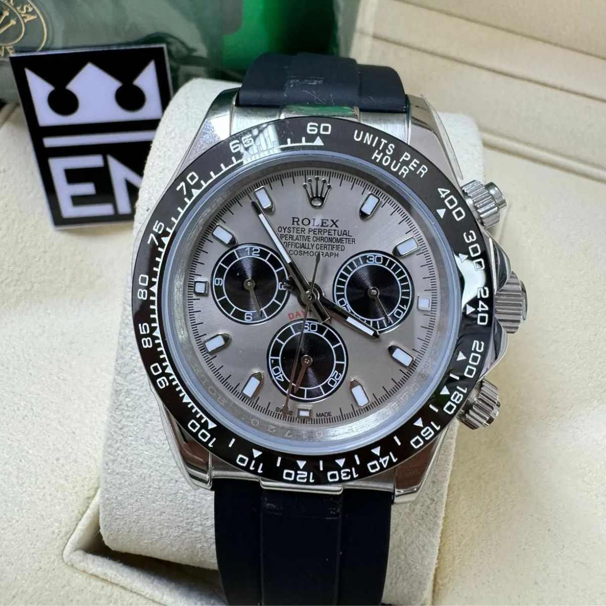 Rolex Daytona – Silbernes Zifferblatt – Oysterflex