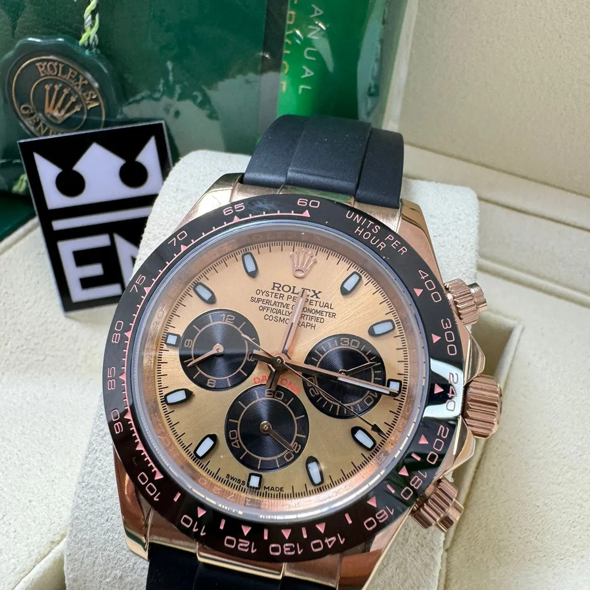Rolex Daytona – Champagnerfarbenes Zifferblatt – Oysterflex