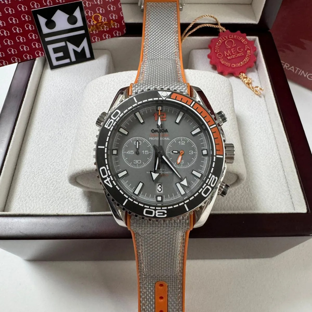 Omega Seamaster Planet Ocean Chronograph – Grau/Orange | Co-Axial Master Chronometer 600M