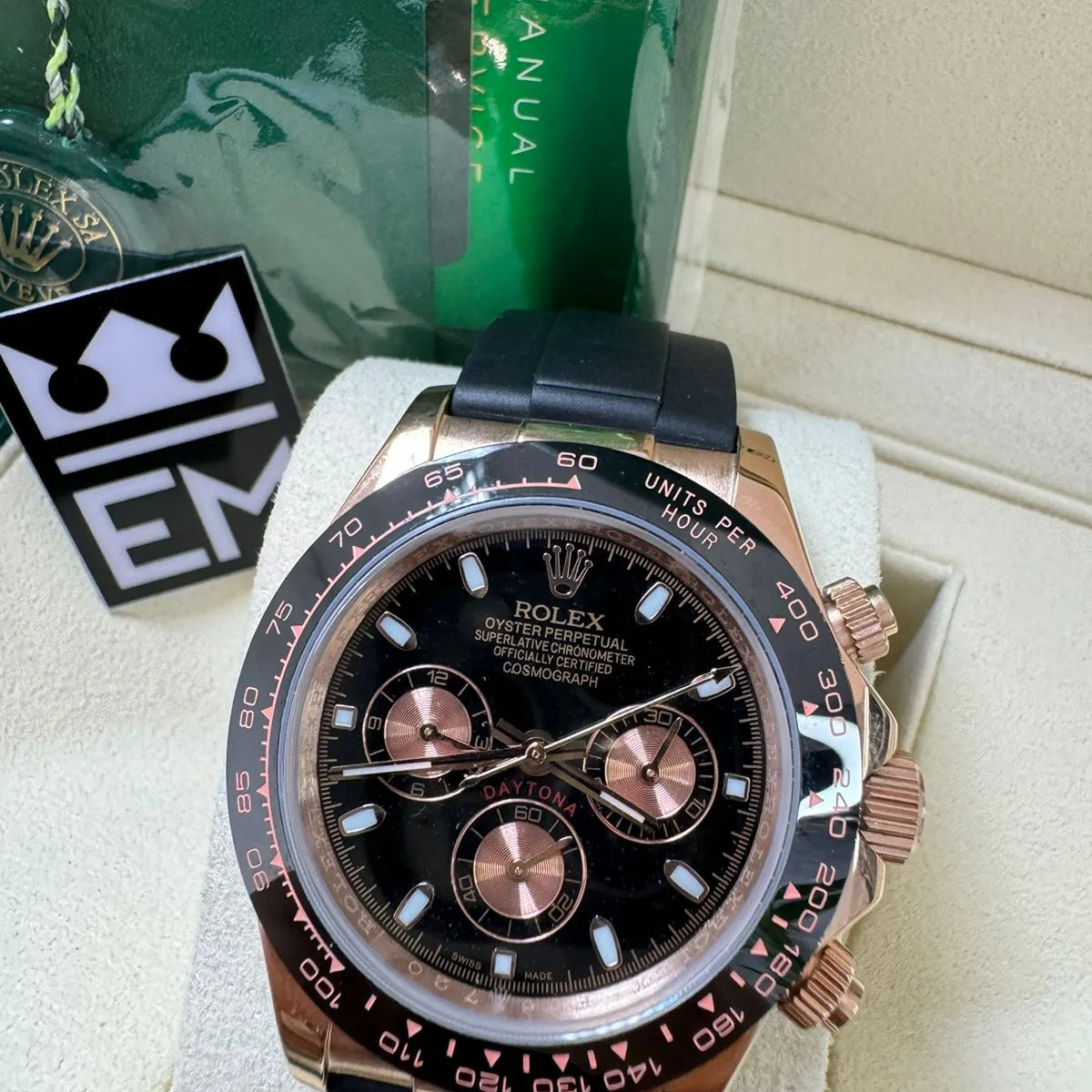 Rolex Daytona – Schwarzes Zifferblatt – Oysterflex