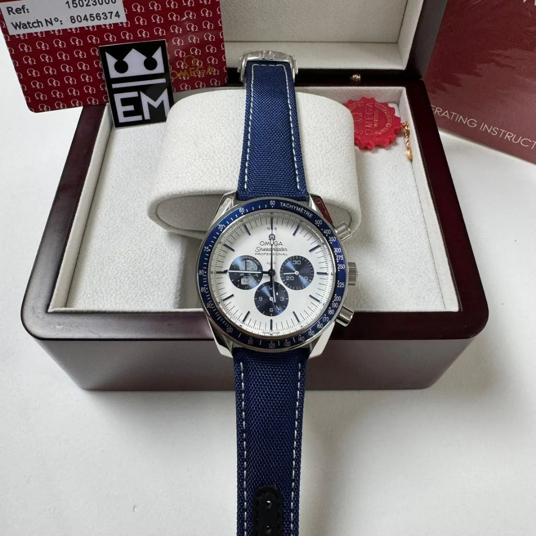 Omega Speedmaster Blue Edition – Weiß/Blau | Chronograph 42mm