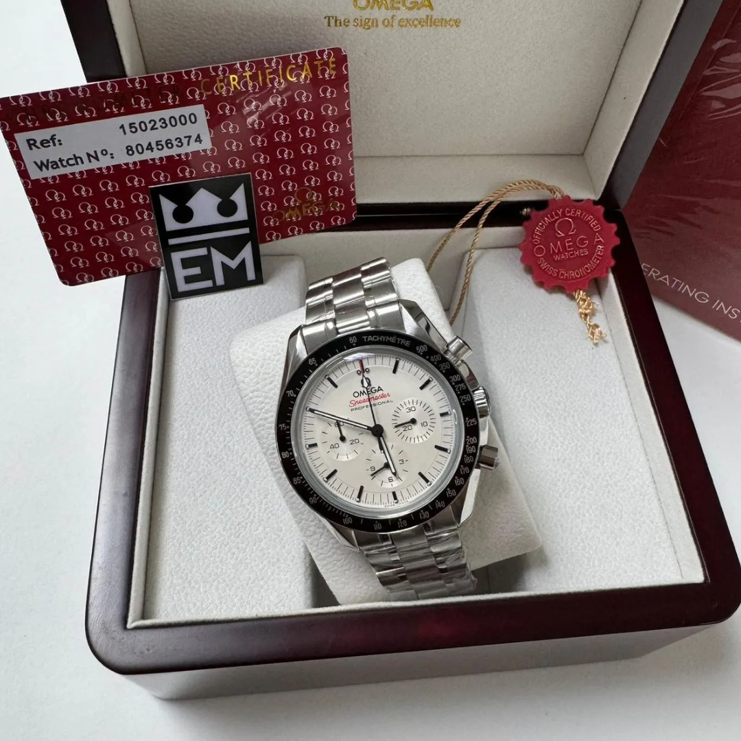 Omega Speedmaster Co-Axial Weiß/Schwarz – 42 mm Lederband