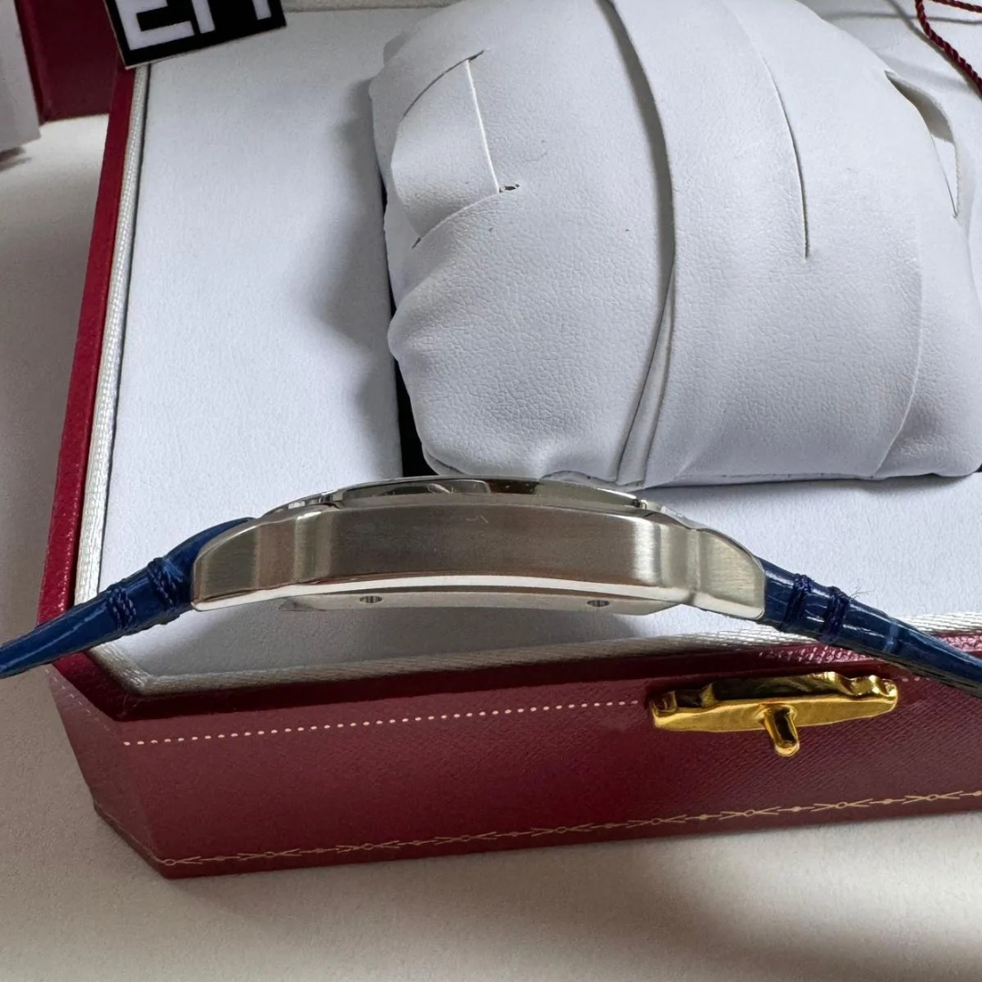 Cartier Santos Automatik Blau Leder