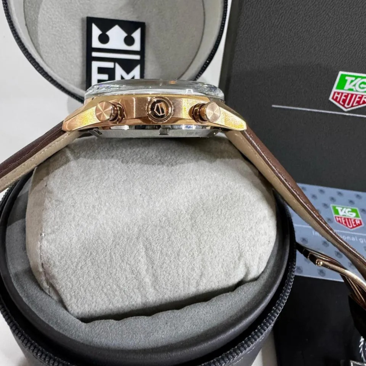 TAG Heuer Carrera Chronosprint – Silber/Rot – Braun Lederband