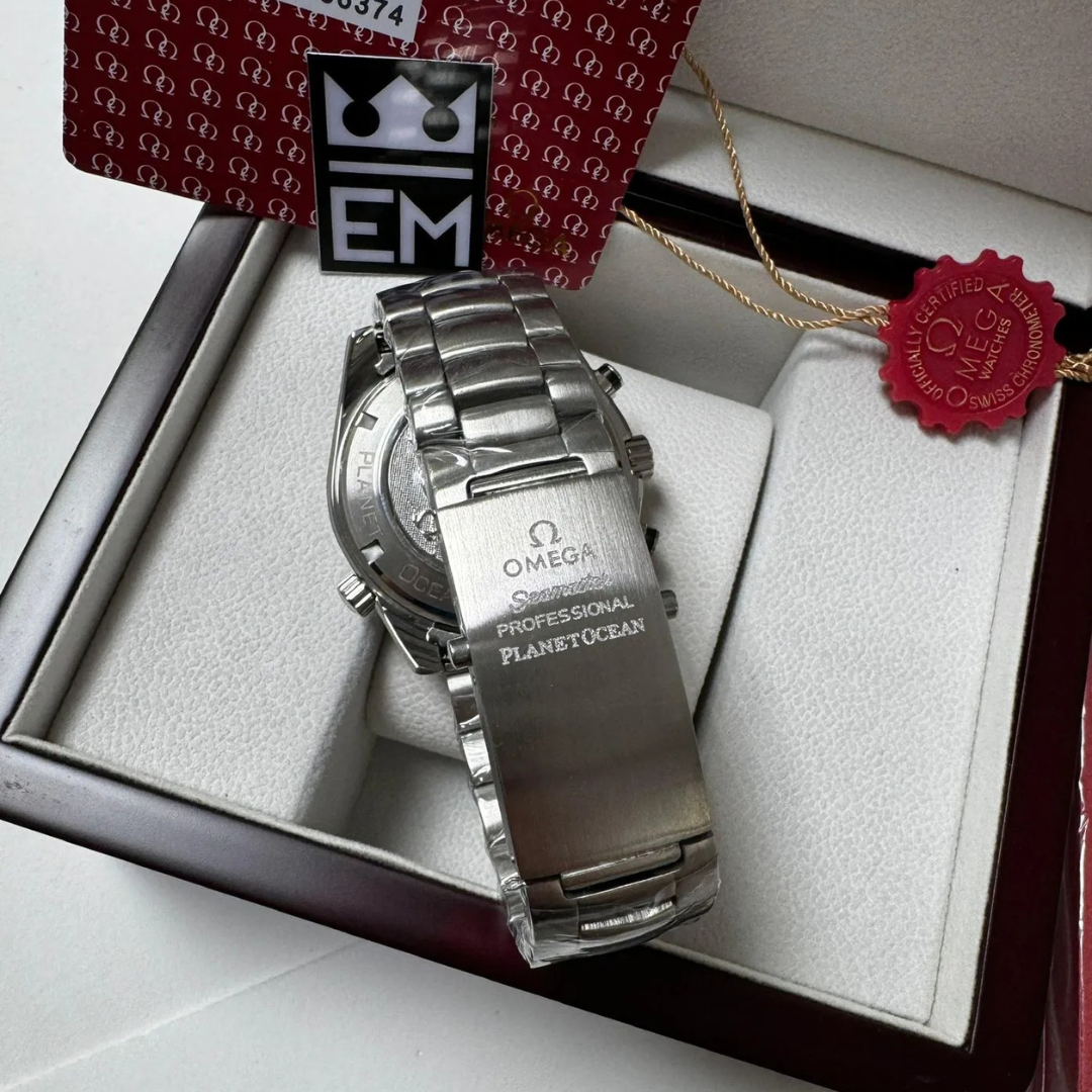 Omega Seamaster Planet Ocean Chronograph – Schwarz & Orange | Edelstahlarmband