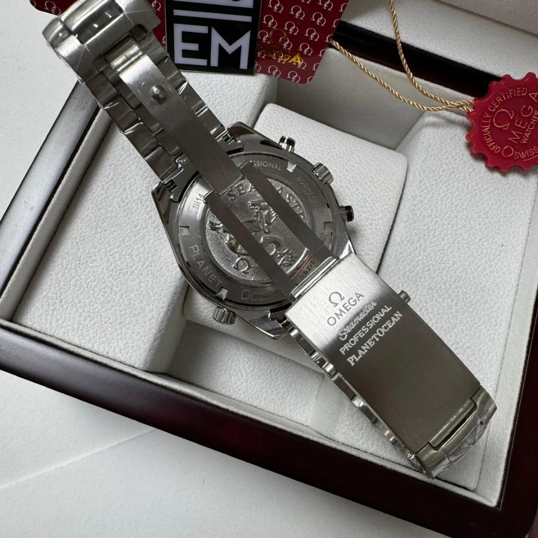 Omega Seamaster Planet Ocean Chronograph – Schwarz & Orange | Edelstahlarmband