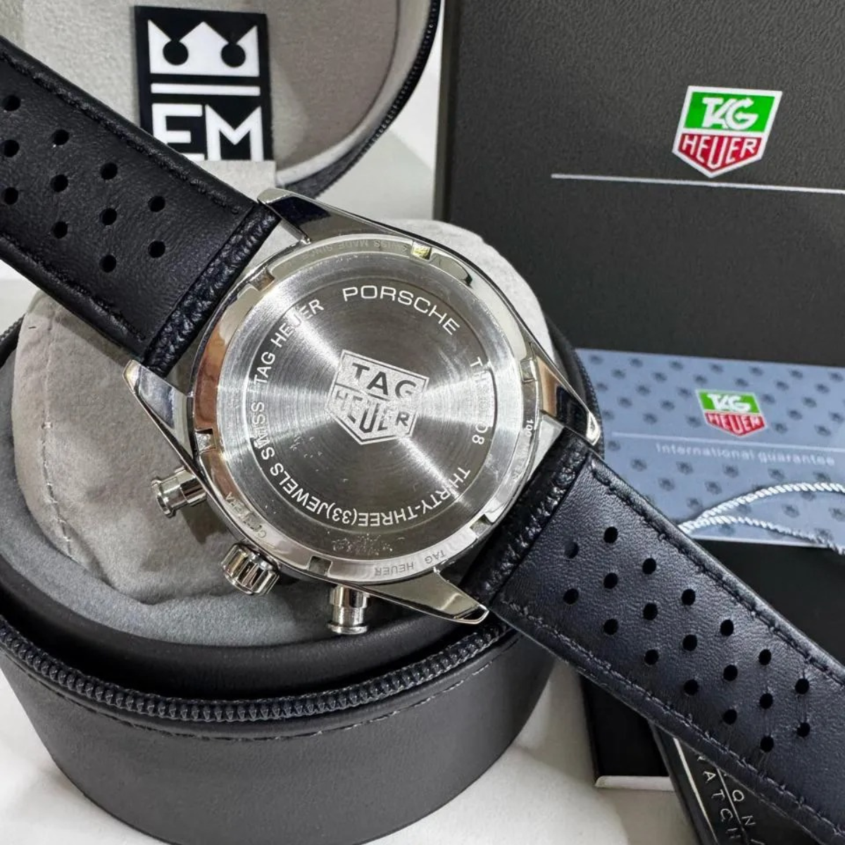 TAG Heuer Carrera Chronograph – Schwarz/Silber – Lederarmband