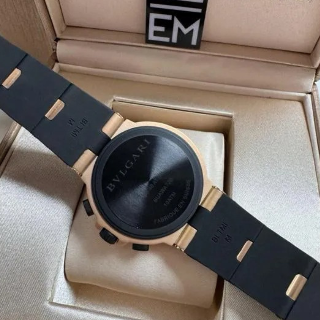 Bvlgari Aluminium Chronograph Schwarz/Rosegold