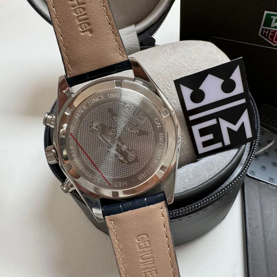 TAG Heuer Carrera Chronograph – Silber & Blau | Lederarmband