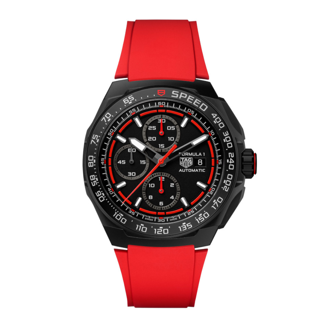 TAG Heuer Formula 1 Automatik Chronograph – Schwarz Rot mit Rotem Kautschukband
