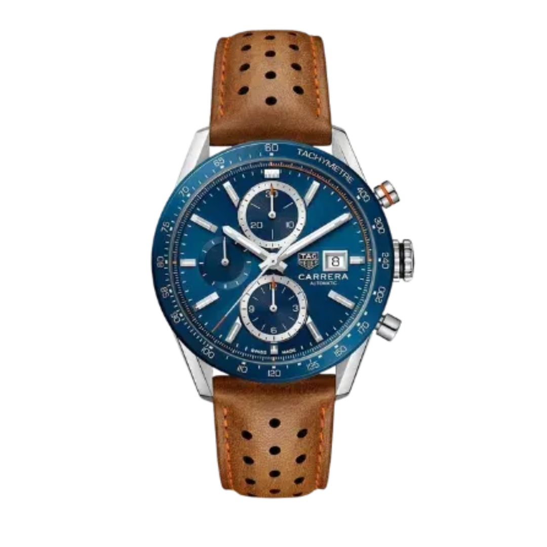 TAG Heuer Carrera Chronograph Blau – Automatik | Wildlederarmband