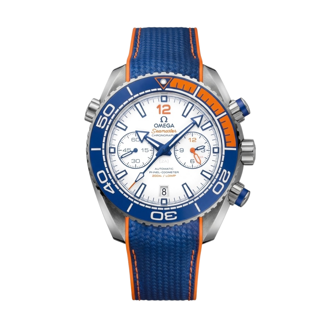 Omega Seamaster Planet Ocean „Co-Axial Chronometer“ – Blau/Orange | Weißes Zifferblatt